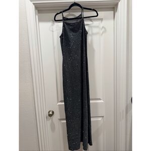 Onyx Nite by Wendye Chaitin Women's size 8 Black Slit Maxi Prom Dress Gown